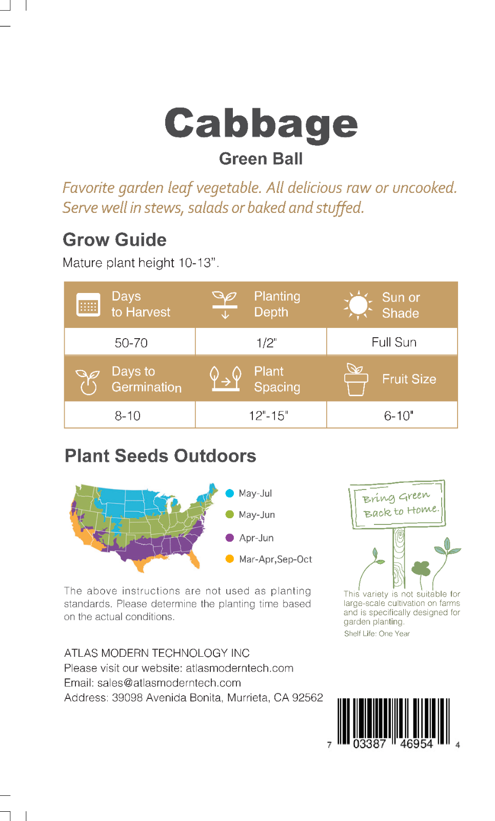 Emerald Ball Cabbage – Premium Non-GMO Garden Seeds 1000+