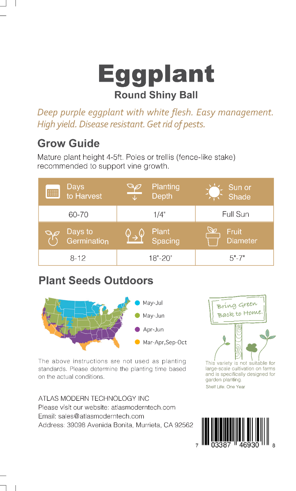 300+ Eggplant Seeds Black Round Heirloom Non-GMO Sweet Tender High Yield