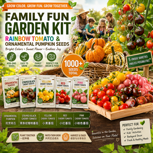 1000+ Family Fun Garden Kit Non-GMO Tomato & Pumpkin Seeds
