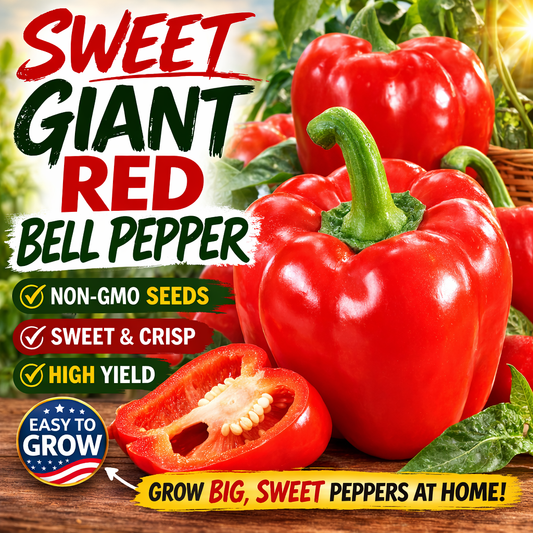 Sweet Giant Red Bell Pepper Seeds – Large Sweet Red Peppers | Safe Non-GMO Garden Variety