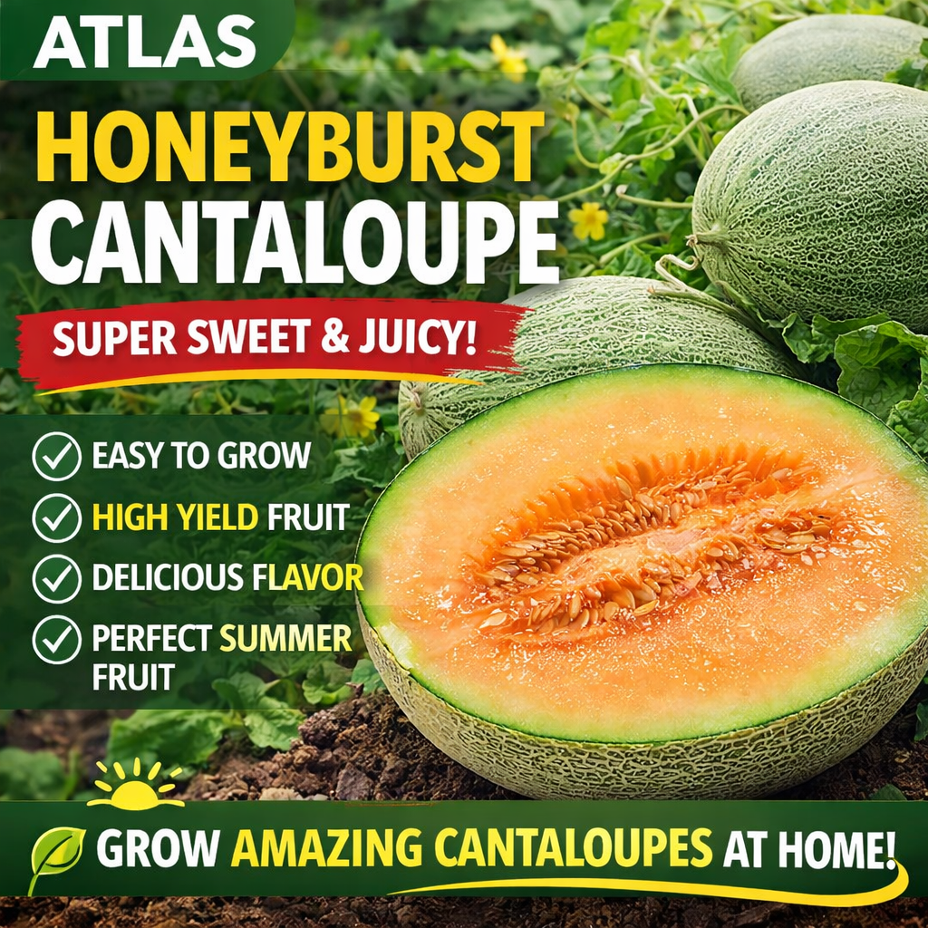 ATLAS SummerSweet Cantaloupe Seeds – Non-GMO Sweet Garden Melon