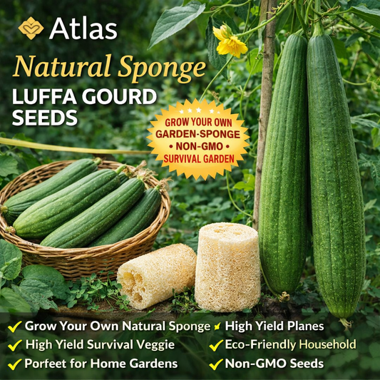 Atlas Natural Sponge Luffa Gourd Seeds – Grow Your Own Eco-Friendly Garden Sponge, Non-GMO Survival Garden Vegetable Seeds (50-100 Seeds)