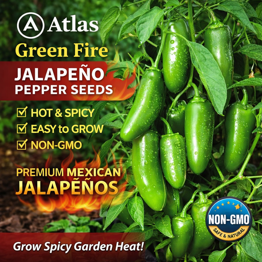 Atlas Green Fire Jalapeño Pepper Seeds  Premium Non-GMO Mexican Hot Pepper for Home Gardens