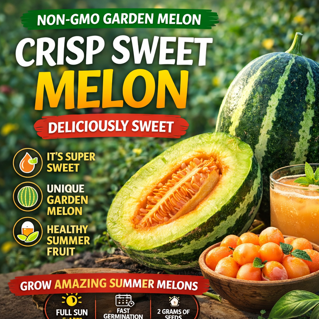 Super Sweet Striped Garden Melon Seeds – Non-GMO Rare Home Garden Melon