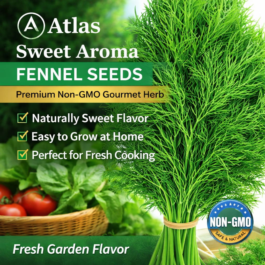 Atlas Sweet Aroma Fennel Seeds – Premium Non-GMO Gourmet Herb for Fresh Garden Flavor