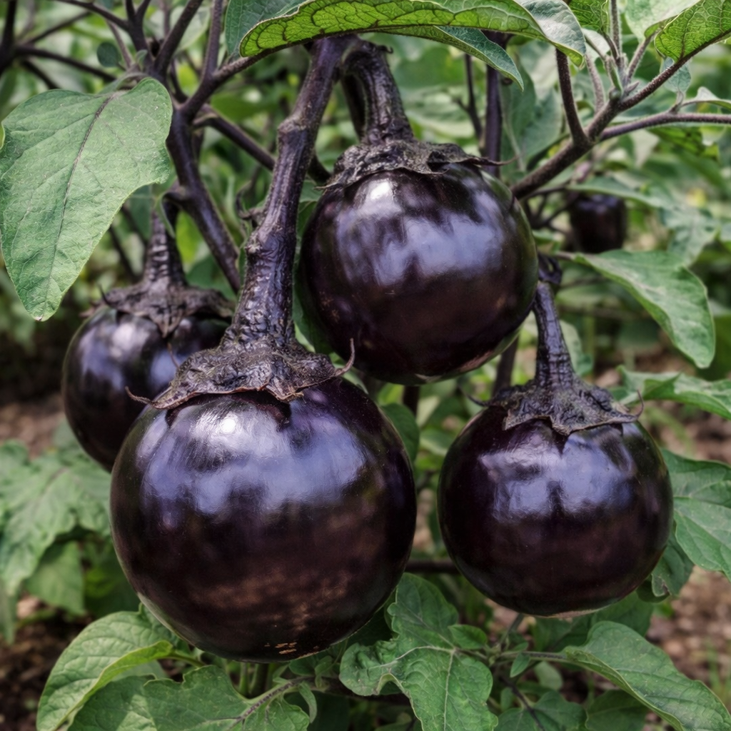 300+ Eggplant Seeds Black Round Heirloom Non-GMO Sweet Tender High Yield