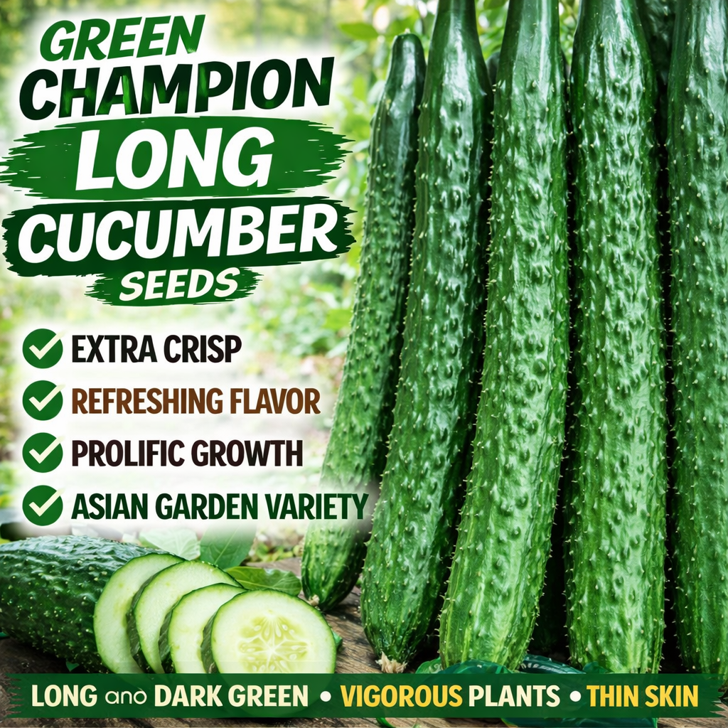 Cucumber Seeds 100+ Non-GMO Crisp Long Green Easy Grow Garden