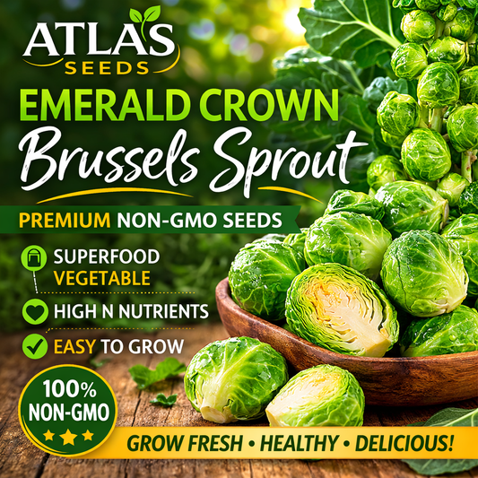 Atlas Emerald Crown Brussels Sprout Seeds  Premium Non-GMO Garden Superfood